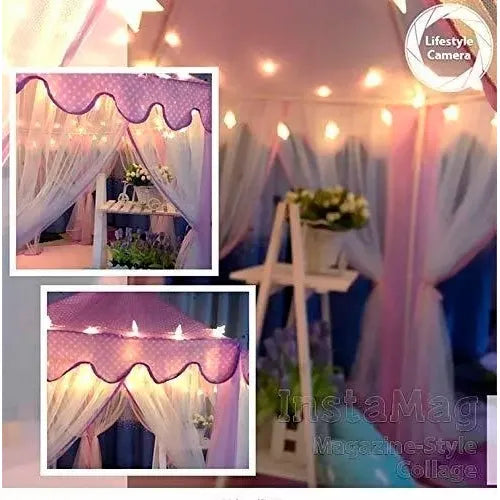Carpa castillo de princesa para niñas – con luces LED y diseño mágico