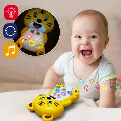 Piano musical de juguete para bebés – diseño de tigre con luces y sonidos